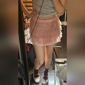 Pink Polk-a-dotted Ruffle Skirt